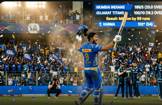 Mumbai Indians Crush Gujarat Titans by 99 Runs as Tilak Varma Stars with Maiden IPL Century